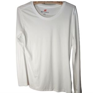 Hanes large nwot Sport White Long‎ Sleeve Shirt